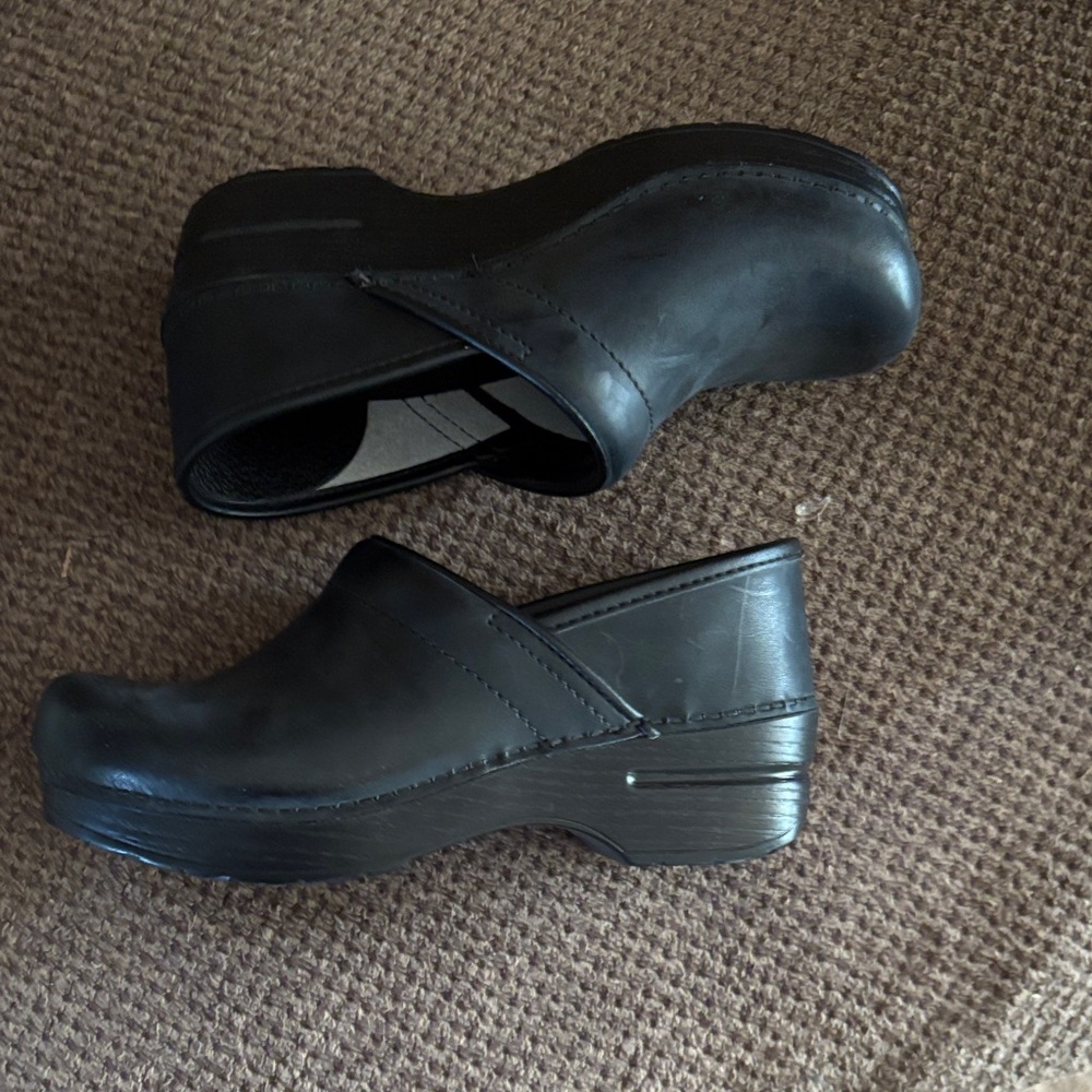 Dansko Black Leather Clogs